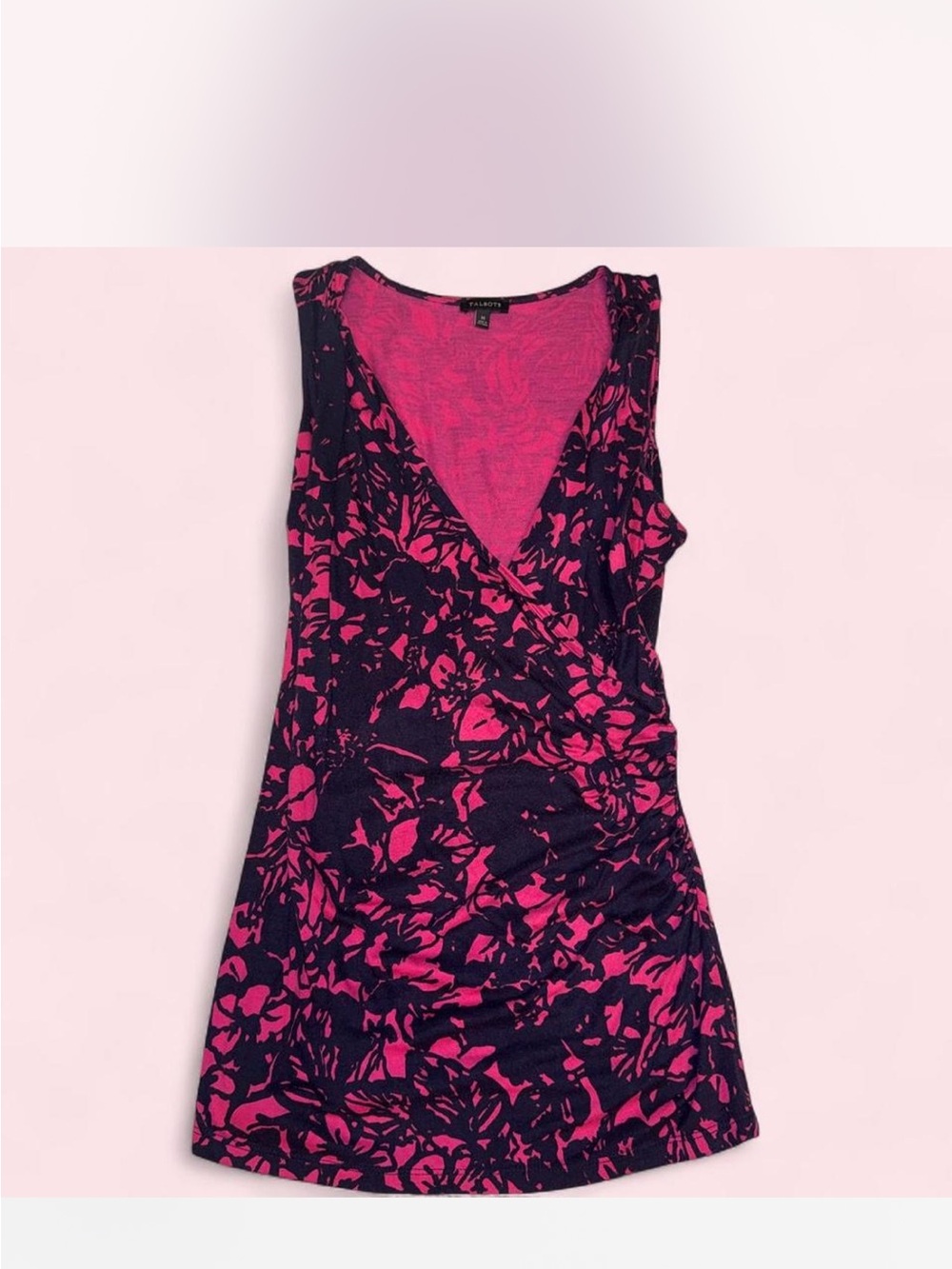 Talbots Pink and Navy Floral Sleeveless Tank